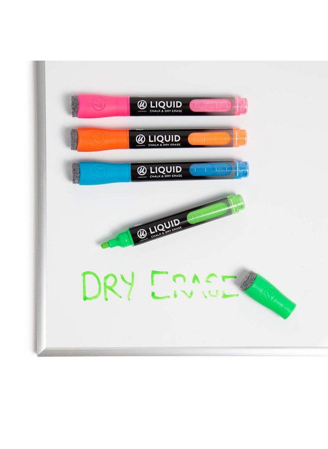 U Brands Colored Liquid Chalk Dry Erase Markers With Eraser Set Of 4 Assorted Colors Bullet (3 Mm) Point  - Image 5