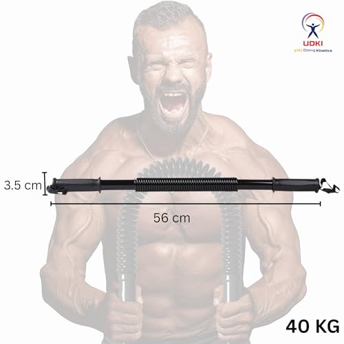 UDKI Power Twister Spring Forearm Bar 40 KG | Upper Body Exercise Heavy-Duty Equipment for Core Strengthening Chest Shoulder Bicep Blaster Arm Builder | Home Gym Workout Flex Bar for Men & Women - Image 3