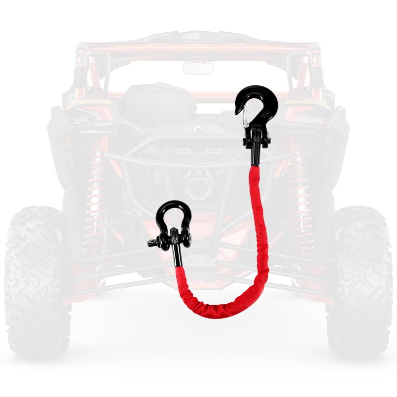 Gedlex 2FT ATV Recovery Strap 18000lb with Winch Hook and D Ring Shackle Synthetic Tow Recovery Rope with Loops Premium Mudding Accessories - Image 1