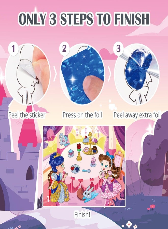 Timetome Foil Craft Kit for Kids, Princess & Unicorn Foil Art Set for Ages 4-8, No Mess Creative Arts and Crafts, Easy Peel Stick Foil Pictures, Gift for Girls 5-10 - Image 3
