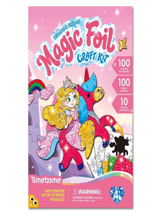 Timetome Foil Craft Kit for Kids, Princess & Unicorn Foil Art Set for Ages 4-8, No Mess Creative Arts and Crafts, Easy Peel Stick Foil Pictures, Gift for Girls 5-10 - Image 1