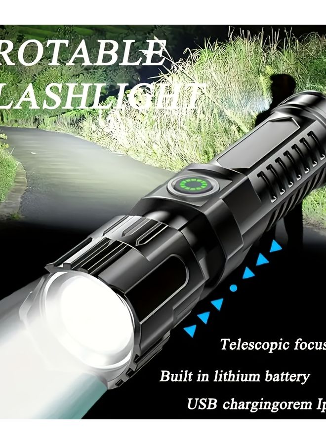 USB Rechargeable Zoomable Flashlight Tactical Focus Adjustment LED Torch - Image 2