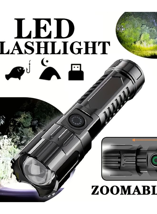 USB Rechargeable Zoomable Flashlight Tactical Focus Adjustment LED Torch - Image 3