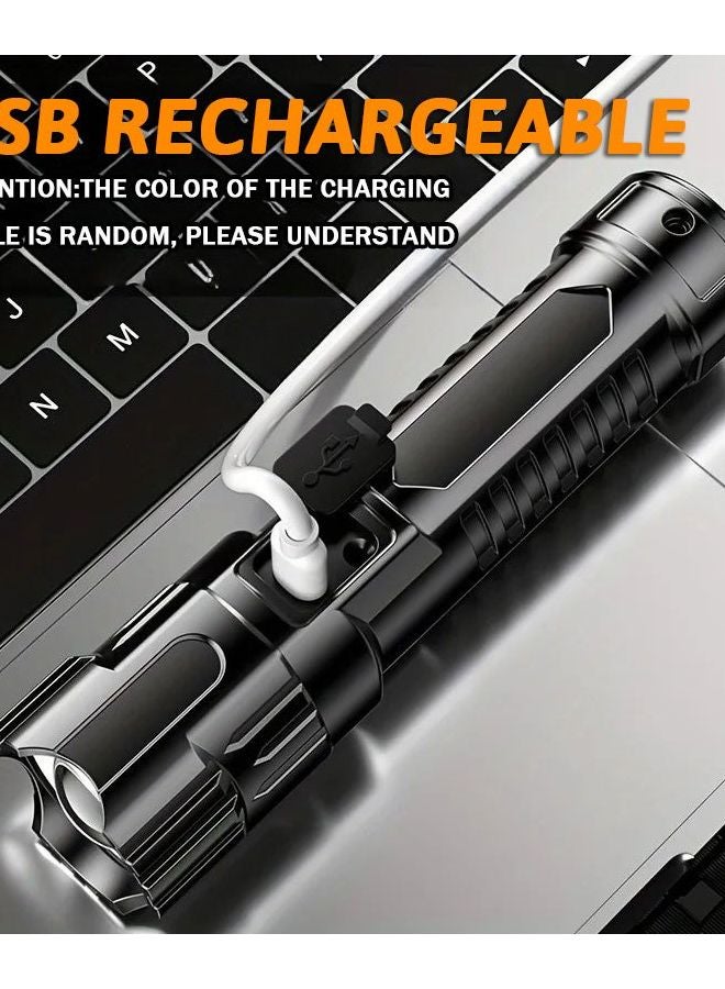 USB Rechargeable Zoomable Flashlight Tactical Focus Adjustment LED Torch - Image 5