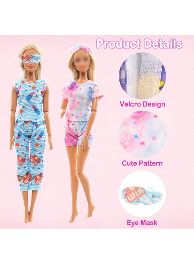 Barwa 4 Sets Doll Pajamas Party Clothes Sleepwear Casual Bedtime Suit With Eye Masks For 11.5 Inch Girls Doll… - Image 4