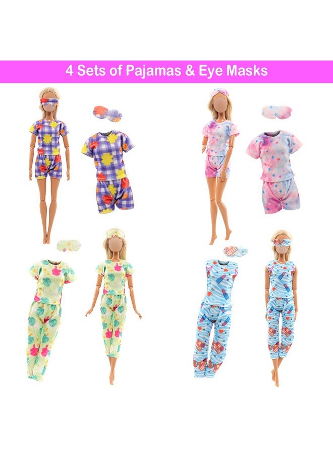Barwa 4 Sets Doll Pajamas Party Clothes Sleepwear Casual Bedtime Suit With Eye Masks For 11.5 Inch Girls Doll… - Image 2