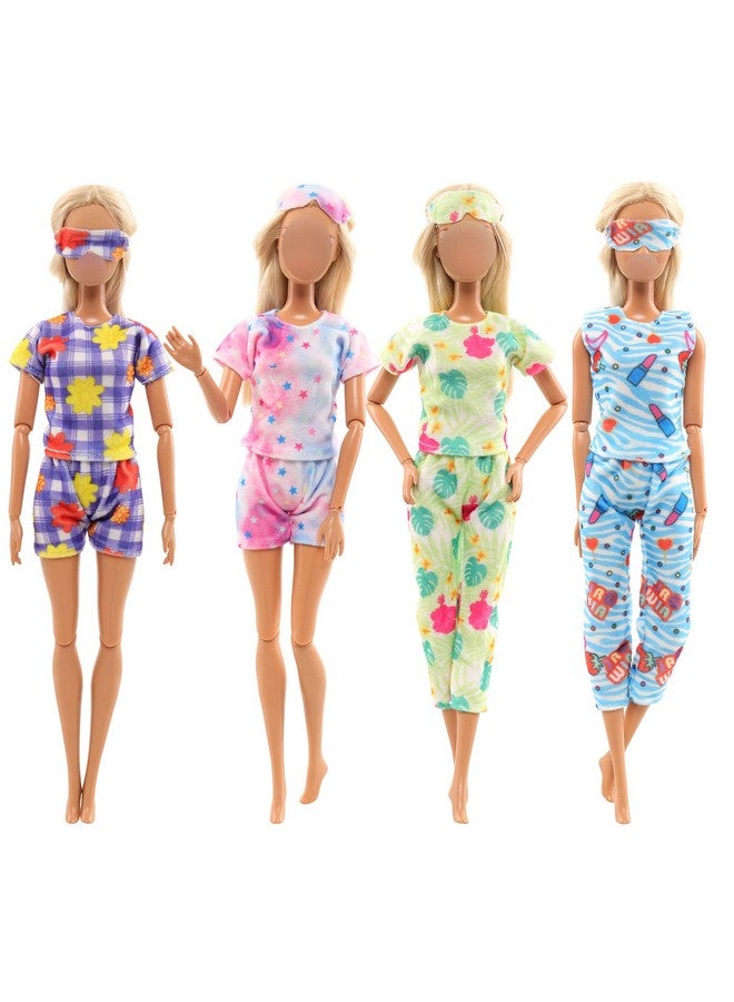 Barwa 4 Sets Doll Pajamas Party Clothes Sleepwear Casual Bedtime Suit With Eye Masks For 11.5 Inch Girls Doll… - Image 1