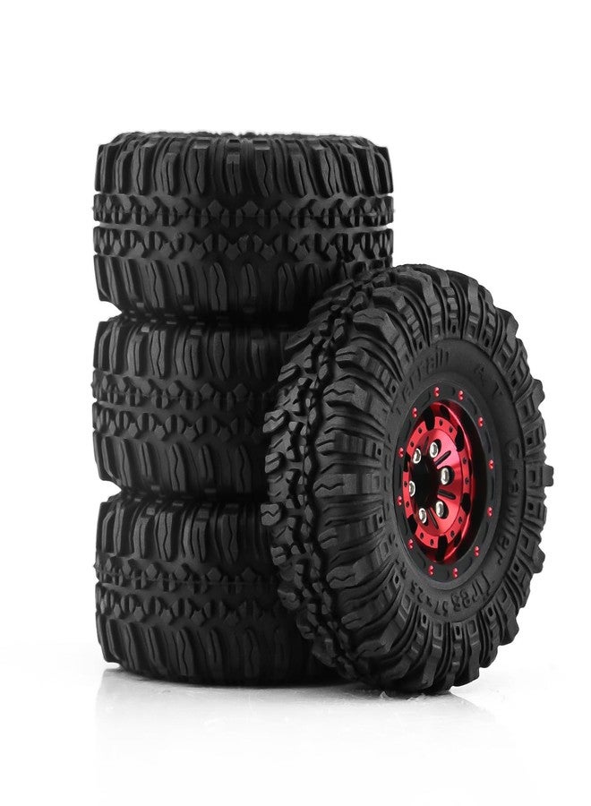 LAFEINA LAEFINA 57mm RC Tires and Wheels, 1.0 inch Micro Beadlock Wheel Rim for 1/18 TRX4M 1/24 RC Crawler Car SCX24 Upgrade Parts (Style A, Black Red) - Image 5