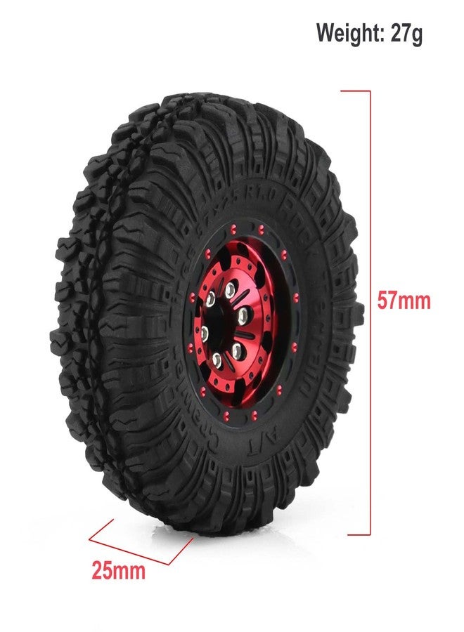 LAFEINA LAEFINA 57mm RC Tires and Wheels, 1.0 inch Micro Beadlock Wheel Rim for 1/18 TRX4M 1/24 RC Crawler Car SCX24 Upgrade Parts (Style A, Black Red) - Image 3