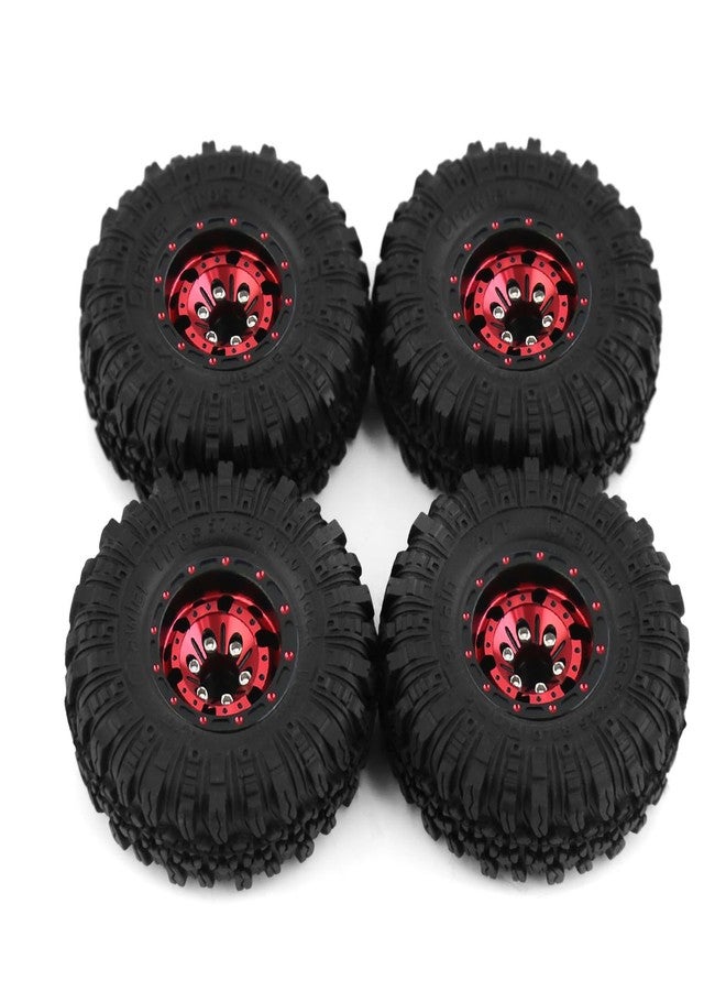 LAFEINA LAEFINA 57mm RC Tires and Wheels, 1.0 inch Micro Beadlock Wheel Rim for 1/18 TRX4M 1/24 RC Crawler Car SCX24 Upgrade Parts (Style A, Black Red) - Image 2