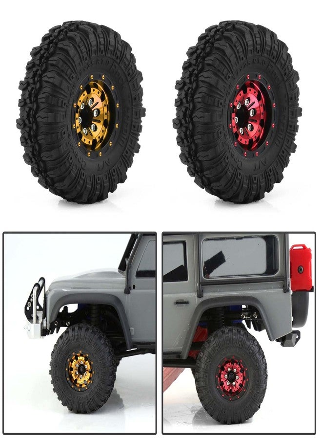 LAFEINA LAEFINA 57mm RC Tires and Wheels, 1.0 inch Micro Beadlock Wheel Rim for 1/18 TRX4M 1/24 RC Crawler Car SCX24 Upgrade Parts (Style A, Black Red) - Image 4