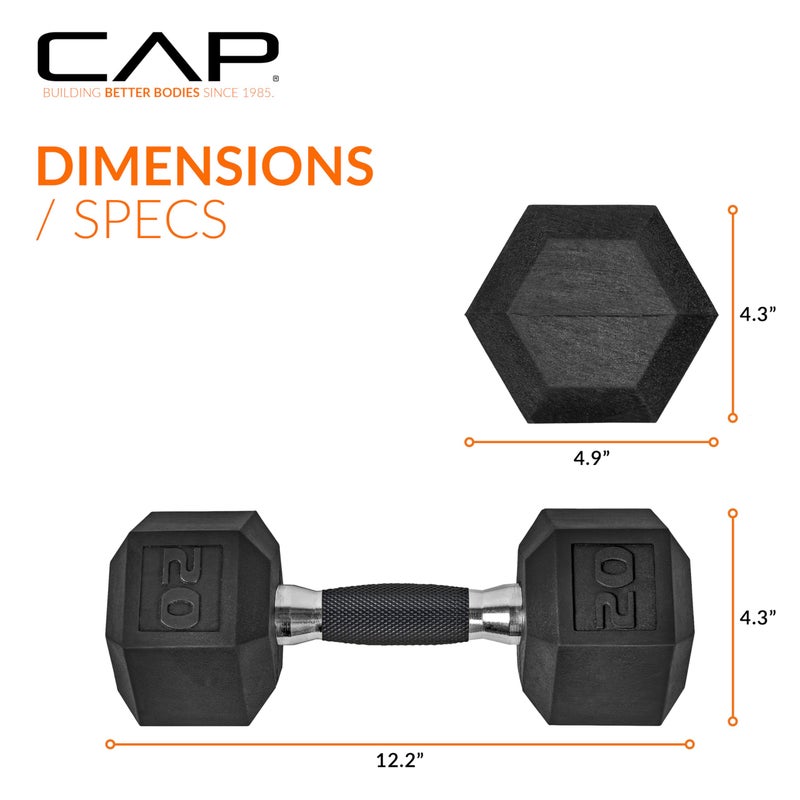 CAP Barbell Coated Dumbbell Weights with Padded Grip, Single, 20 LBS - Image 4