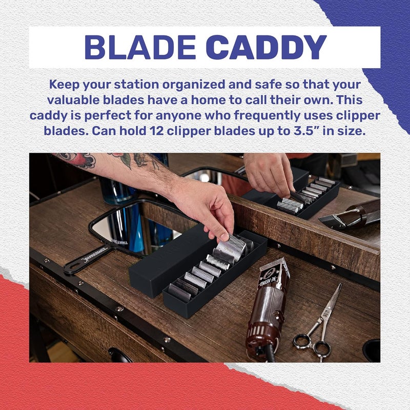 Barber Mate 12-Slot Clipper-Blade Caddy, Grooming and Barber Blade Organizer, Professional Barber Supplies, Barber Case and Stylist Station Accessories, (Black) - Image 3