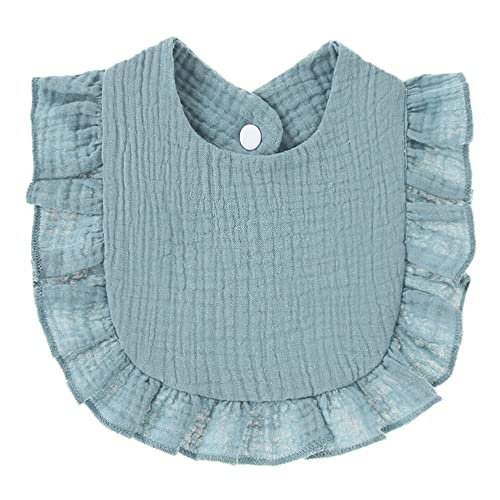 Nishine 4 PACK Solid Muslin Baby Drool Bibs Set for Unisex Boys Girls Cotton Adjustable Teething Feeding Drooling Bibs (Blue Set) - Image 3