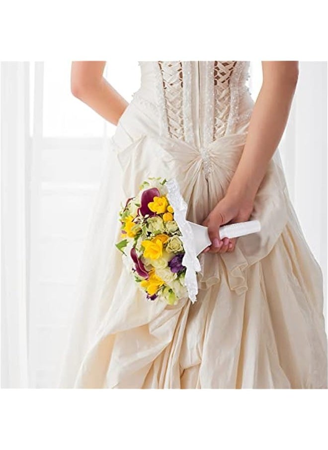 Generic Wedding Decor Foam Bouquet Holder, Bridal Bouquet Handle Lace Wedding Bouquet Base with Foam Floral Handle for Wedding Bride Faux Flowers Decoration Fresh Flowers  - Image 2