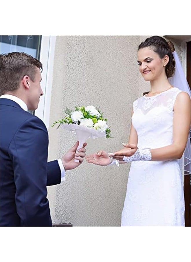 Generic Wedding Decor Foam Bouquet Holder, Bridal Bouquet Handle Lace Wedding Bouquet Base with Foam Floral Handle for Wedding Bride Faux Flowers Decoration Fresh Flowers  - Image 4