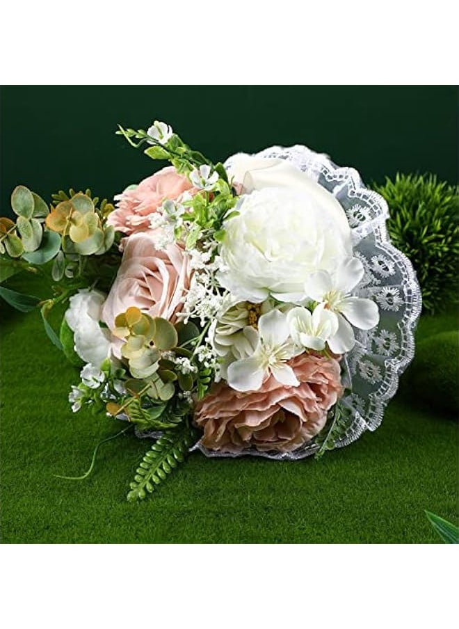 Generic Wedding Decor Foam Bouquet Holder, Bridal Bouquet Handle Lace Wedding Bouquet Base with Foam Floral Handle for Wedding Bride Faux Flowers Decoration Fresh Flowers  - Image 3