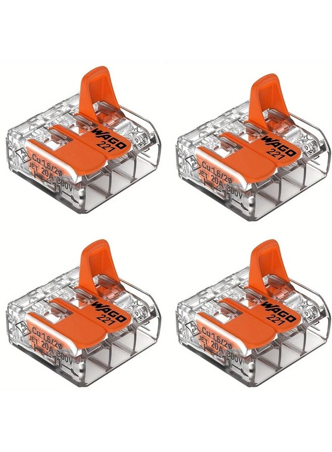 Wago 221 413 Lever Nuts Compact Splicing Connectors 24 12 AWG 4 Pcs - Image 1