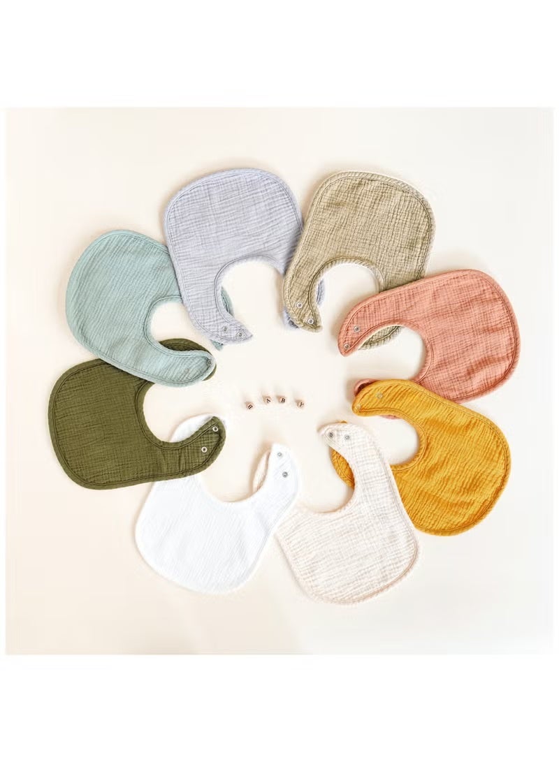 8 Pack Breathable Muslin Baby Bibs, Bandana Drool Bibs for Newborns and Infants, Soft and Absorbent Cotton Fabric (Neutral Colors) - Image 3