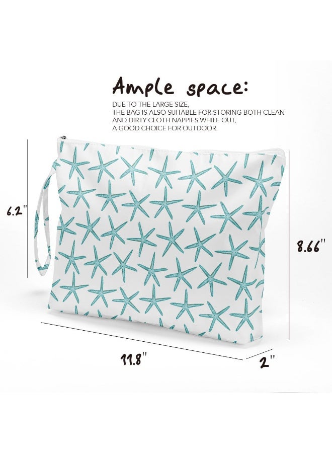 Fokongna Travel Makeup Bag - Wet Dry Bag for Swimsuit, Beach Pool Diapers, Dirty Yoga Gym Clothes - Zipper Pouch for Women, Sister, Friends - Ocean Sea Shells Beach Starfish - Image 4