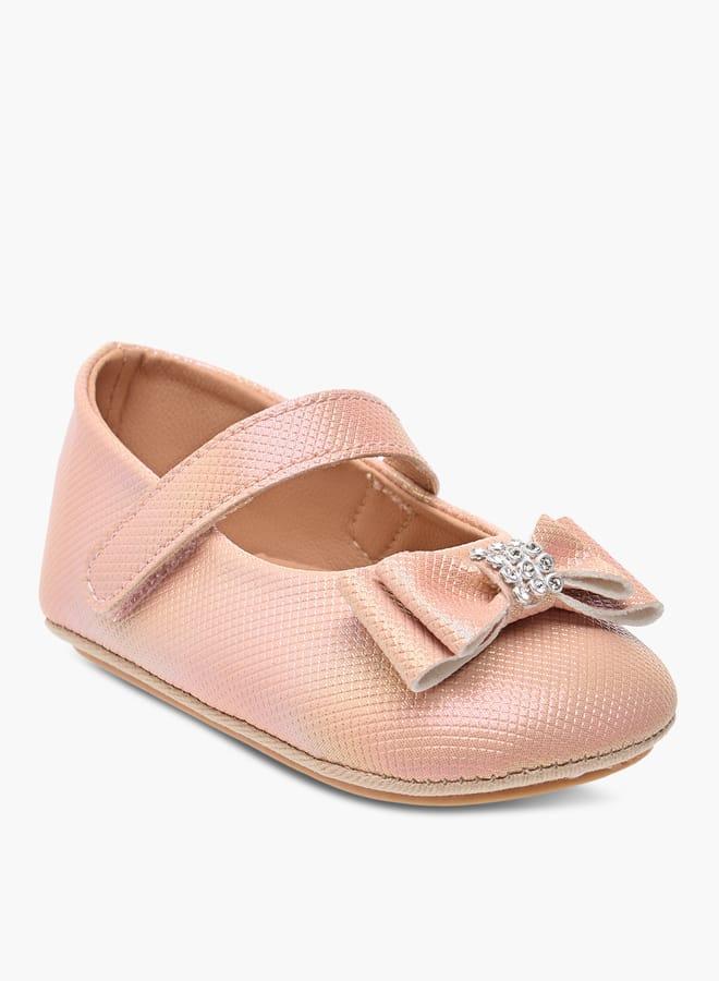 Barefeet Girls Bow Accent Booties with Hook and Loop Closure - Image 1