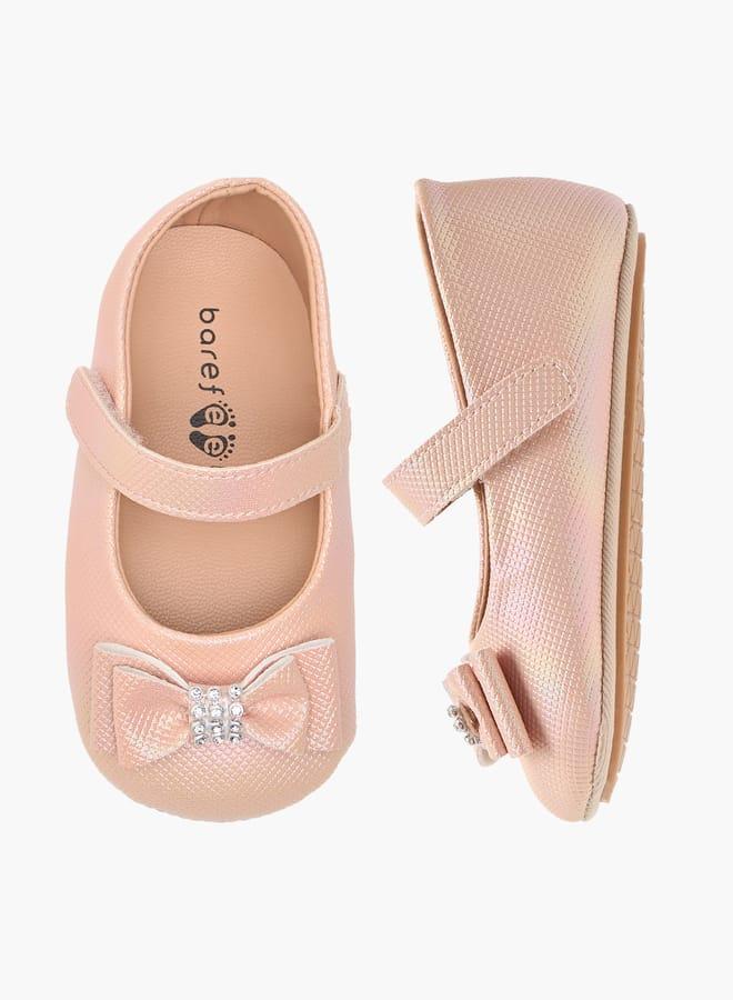 Barefeet Girls Bow Accent Booties with Hook and Loop Closure - Image 3