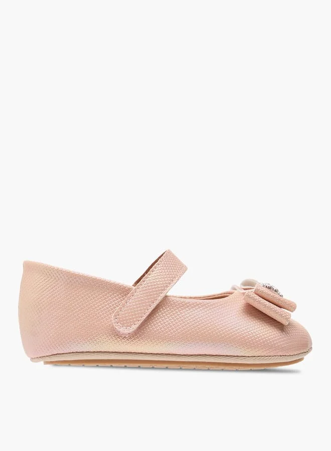 Barefeet Girls Bow Accent Booties with Hook and Loop Closure