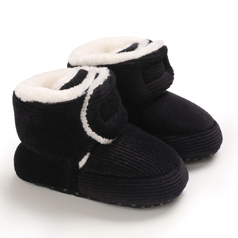 Baby Warm Cotton Shoes, Soft Sole, Anti-Slip Booties Black