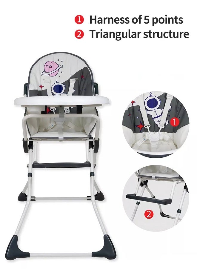 Soft Touch - Baby High Chair Baby Dinner Chair Foldable Infant Feeding Chair with Tray Dining Booster Seat - Image 1