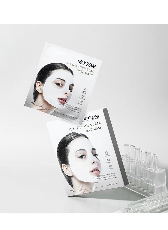 MOOYAM - BIO Collagen Real Deep Face Mask Hydrating, Hydrating Overnight Hydrogel Mask（4Pack） - Image 1