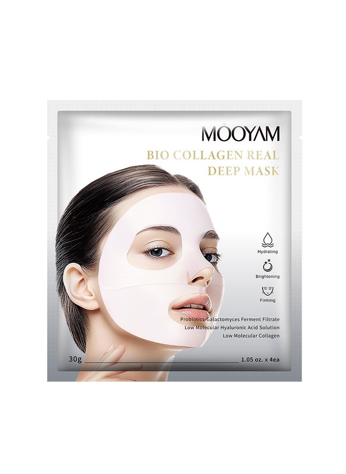 MOOYAM - BIO Collagen Real Deep Face Mask Hydrating, Hydrating Overnight Hydrogel Mask（4Pack） - Image 1