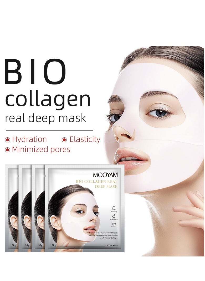 MOOYAM - BIO Collagen Real Deep Face Mask Hydrating, Hydrating Overnight Hydrogel Mask（4Pack） - Image 1