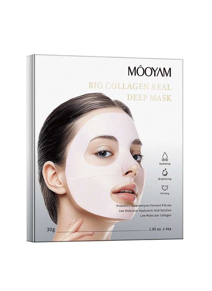 MOOYAM - BIO Collagen Real Deep Face Mask Hydrating, Hydrating Overnight Hydrogel Mask（4Pack） - Image 1
