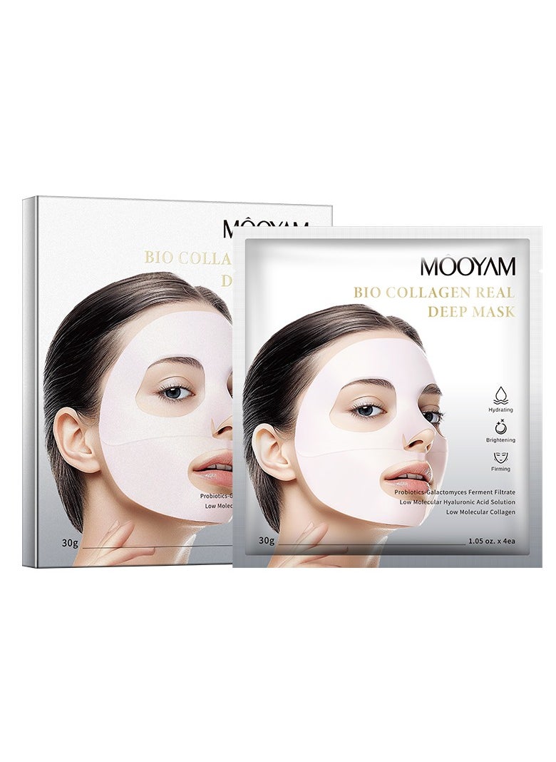 MOOYAM - BIO Collagen Real Deep Face Mask Hydrating, Hydrating Overnight Hydrogel Mask（4Pack） - Image 1