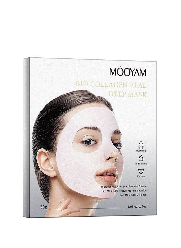 موويام قناع بيو كولاجين ريال ديب، بروبيوتيكس -  محلول حمض الهيالورونيك منخفض الجزيئات المُستخلص من تخمير غالاكتوميس  كولاجين منخفض الجزيئات لترطيب البشرة وتفتيحها وشدها (30 جم × 4 قطع) - Image 5