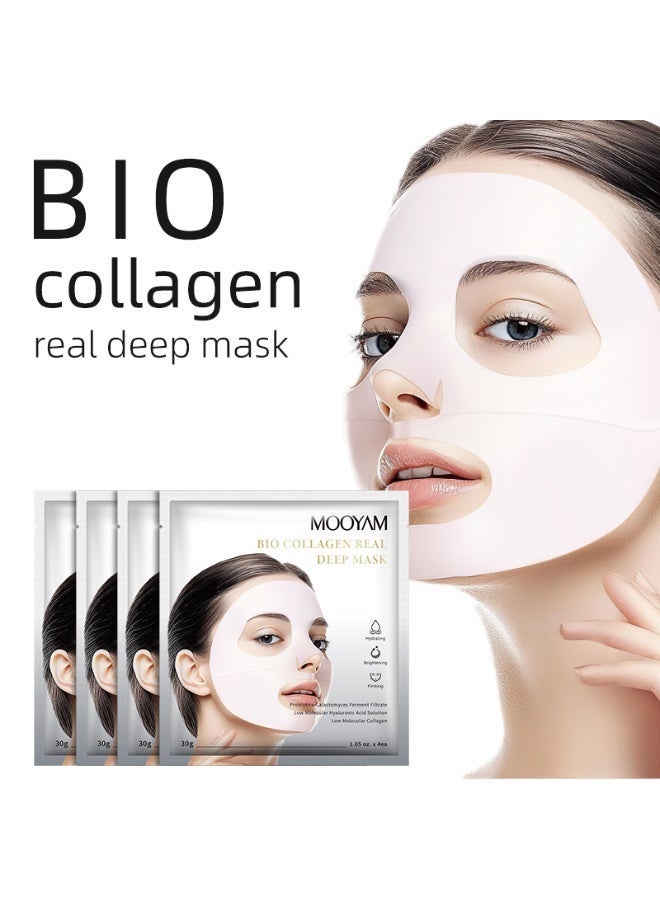 موويام قناع بيو كولاجين ريال ديب، بروبيوتيكس -  محلول حمض الهيالورونيك منخفض الجزيئات المُستخلص من تخمير غالاكتوميس  كولاجين منخفض الجزيئات لترطيب البشرة وتفتيحها وشدها (30 جم × 4 قطع) - Image 2
