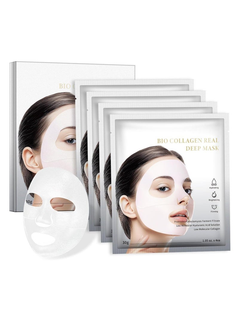 موويام قناع بيو كولاجين ريال ديب، بروبيوتيكس -  محلول حمض الهيالورونيك منخفض الجزيئات المُستخلص من تخمير غالاكتوميس  كولاجين منخفض الجزيئات لترطيب البشرة وتفتيحها وشدها (30 جم × 4 قطع) - Image 3