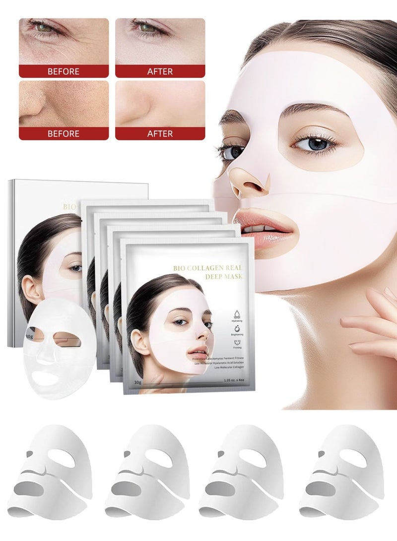 موويام قناع بيو كولاجين ريال ديب، بروبيوتيكس -  محلول حمض الهيالورونيك منخفض الجزيئات المُستخلص من تخمير غالاكتوميس  كولاجين منخفض الجزيئات لترطيب البشرة وتفتيحها وشدها (30 جم × 4 قطع) - Image 1