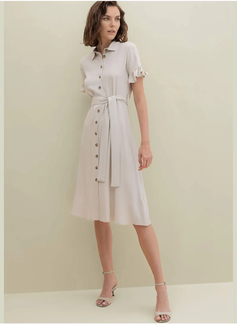 DeFacto Woman Shirt Neck Short Sleeve Woven Dress