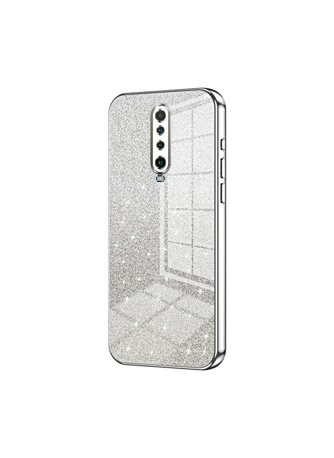 HuHa Case Cover For Xiaomi Redmi K30 / K30 5G Gradient Glitter Powder Electroplated Phone Case Silver 