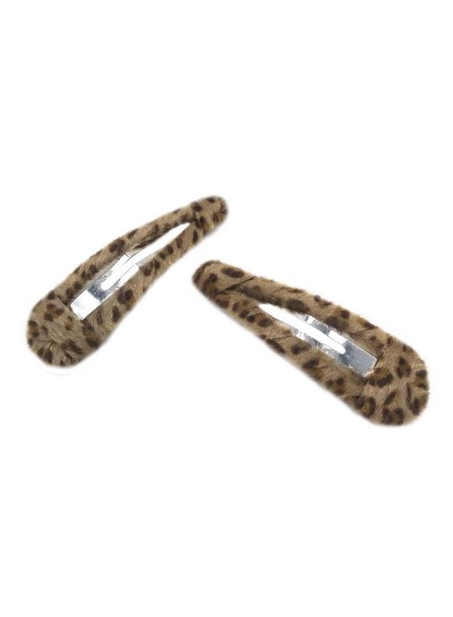 DAONACO 2 Pack Leopard Print Velvet Snap Clips Hair Clips Waterdrop Hair Barrettes Hair Pins Hair Slide Stylish For Women Girl (Water Drop) - Image 2
