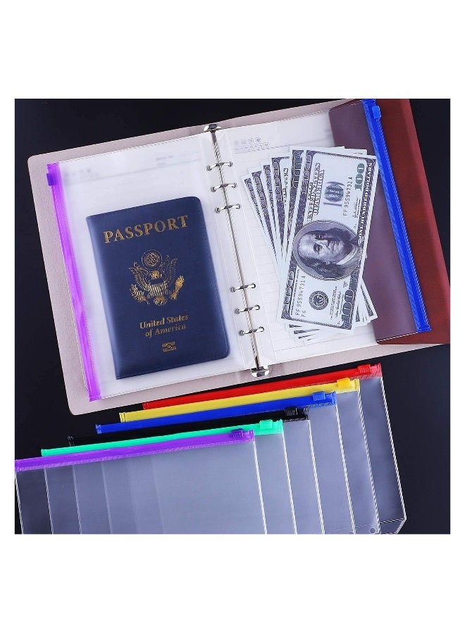 Generic 12 Pcs Binder Pockets A5 Size 6 Holes Zipper Binder Pouch Folders for 6 Ring Notebook Binder Loose Leaf Bags, Waterproof PVC Pouch Document Filing Bags, Multicolor  - Image 5