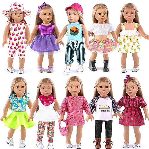 ebuddy 10 Sets 18 Inch Doll Clothes 18 Inch Doll Clothes and Accessories Fit for 18 inch Dolls 18 Inch Doll - Image 1