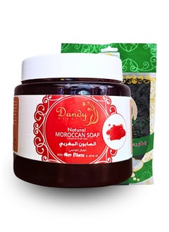 Moroccan soap with Olive oil & Aker Elfassi Dandy Beauty Natural  - 500ml + Disposable Loofah
