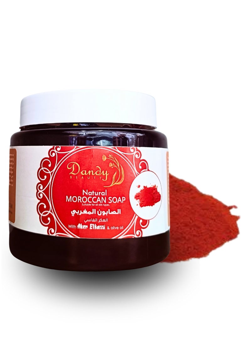DANDY - Moroccan soap with Olive oil & Aker Elfassi Dandy Beauty Natural  - 500ml + Disposable Loofah - Image 1