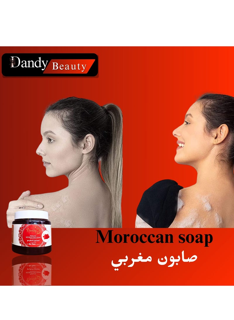 DANDY - Moroccan soap with Olive oil & Aker Elfassi Dandy Beauty Natural  - 500ml + Disposable Loofah - Image 1