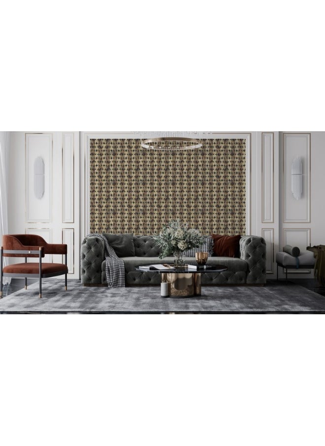 Home Gallery Seamless Pattern Aged Tiles Abstract Fabric Wallpaper Covers An Area ​​Up To 4.2Mx3M With Adhesive  And Smoothing Tool  - Image 3