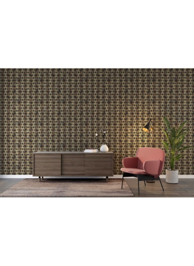 Home Gallery Seamless Pattern Aged Tiles Abstract Fabric Wallpaper Covers An Area ​​Up To 4.2Mx3M With Adhesive  And Smoothing Tool  - Image 5