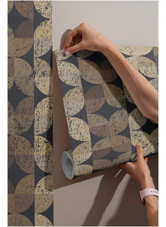 Home Gallery Seamless Pattern Aged Tiles Abstract Fabric Wallpaper Covers An Area ​​Up To 4.2Mx3M With Adhesive  And Smoothing Tool  - Image 1