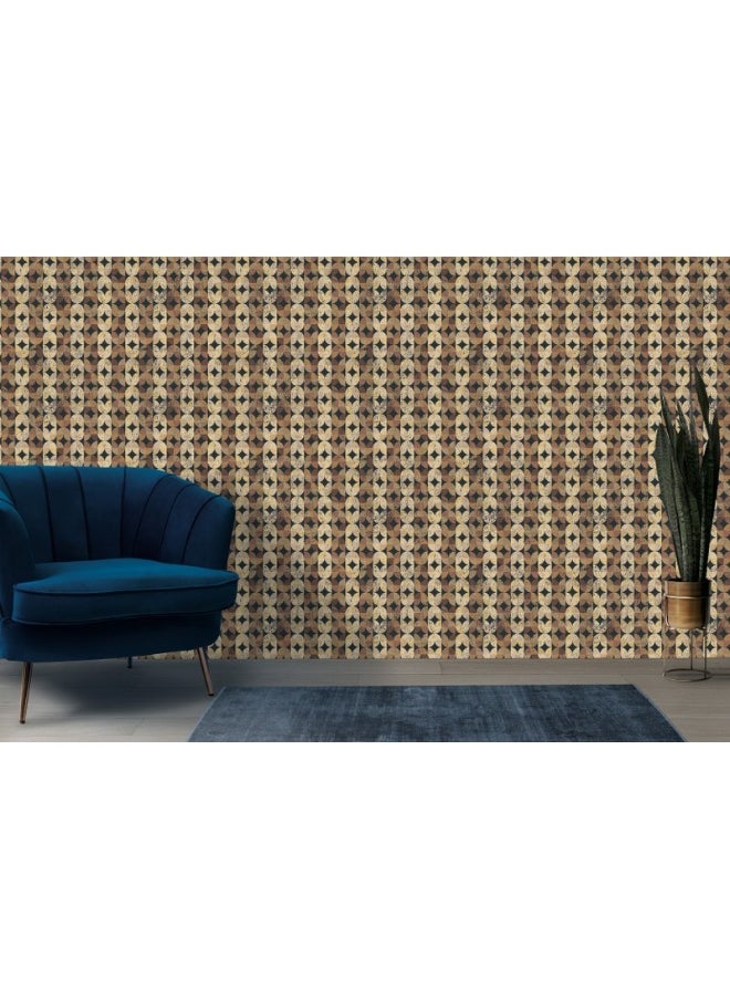 Home Gallery Seamless Pattern Aged Tiles Abstract Fabric Wallpaper Covers An Area ​​Up To 4.2Mx3M With Adhesive  And Smoothing Tool  - Image 2